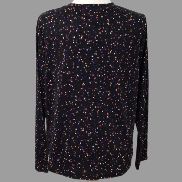 NWT POPSUGAR Starscape Print‎ T-Shirt, Black with Multi-Color Stars Size Large - Picture 2 of 8